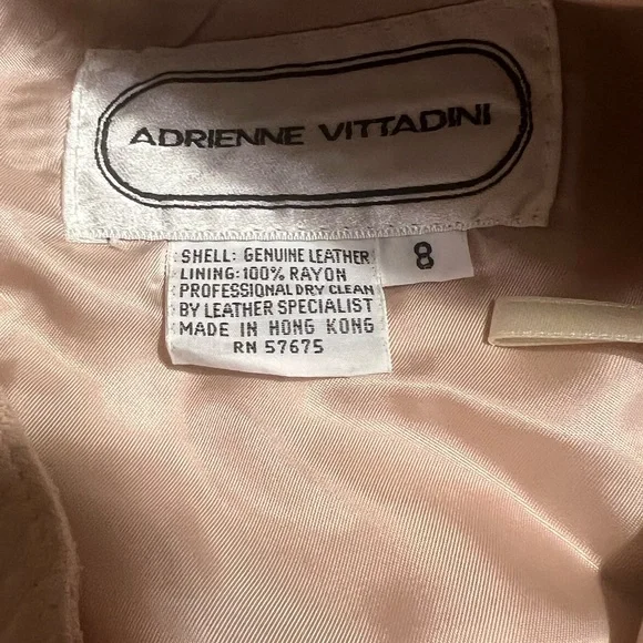 Adrienne Vittadini Pale Peach Genuine Leather High Waist Vintage Skirt Size 8 - Picture 5 of 5